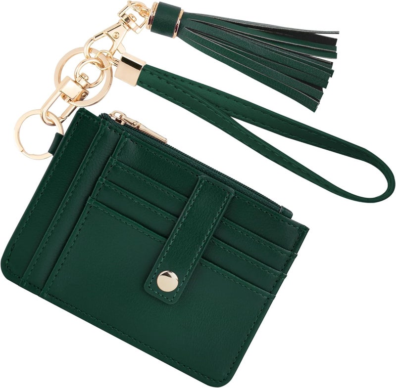 KNGITRYI Small Wristlet Wallets for Women RFID Credit Card Holder Wallet Keychain Wristlet Wallet Credit Card Wallets for Women (Dark Green) - Image 1